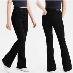 American Eagle Black Highest Rise Flare Jeans Size 2